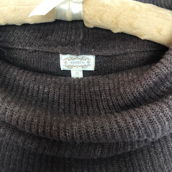 New! Cowl-Neck Knit Turtleneck Tunic Sweater / Dusty Deep Purple / Wool - Picture 7 of 10